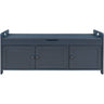Storage Bench With 3 Shutter-Shaped Doors, Shoe Bench With Removable Cushion And Hidden Storage Space