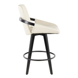 Cosmo - Fixed-Height Counter Stool (Set of 2) - Black Bamboo Base, Black Footrest