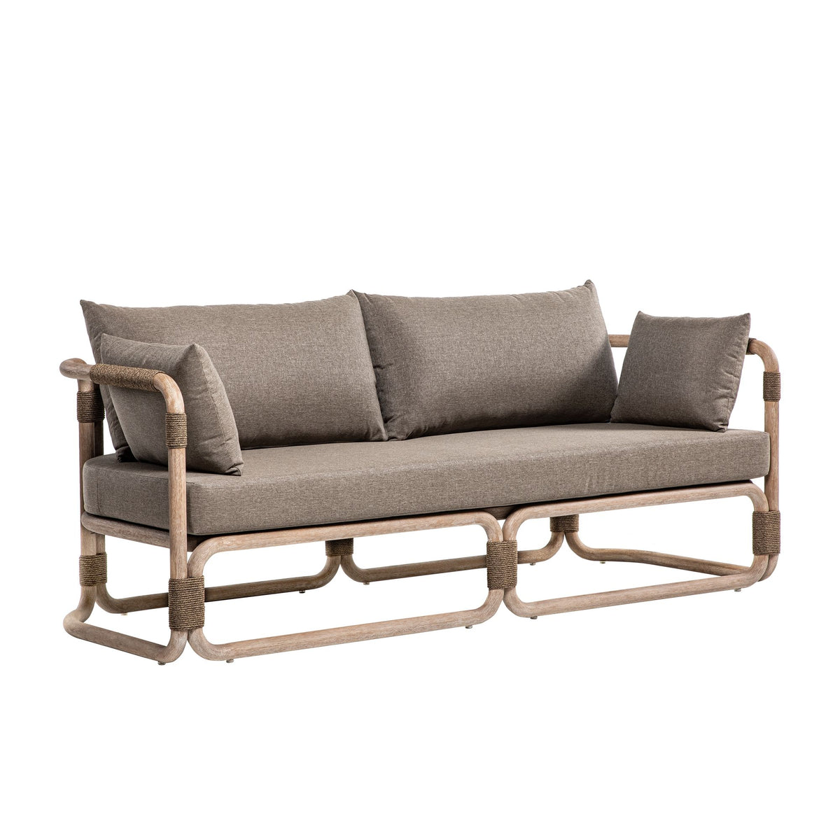 Baja - 79" Outdoor Sofa With Cushions - Brown Wire-Brushed Eucalyptus / Brown
