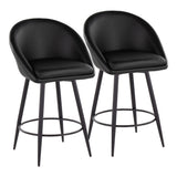 Matisse - 26" Highback Fixed-Height Counter Stool With Swivel And Round Black Metal Footrest (Set of 2) - Black Metal
