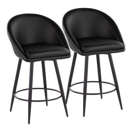 Matisse - 26" Highback Fixed-Height Counter Stool With Swivel And Round Black Metal Footrest (Set of 2) - Black Metal