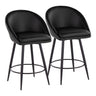 Matisse - 26" Highback Fixed-Height Counter Stool With Swivel And Round Black Metal Footrest (Set of 2) - Black Metal