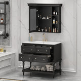 Bathroom Vanity With Medicine Cabinet, Storage Cabinet With 4 Drawers, Adjustable Shelf Mirror