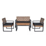 4 Piece Patio Furniture Set With Acacia Wood Table Top And Cushions