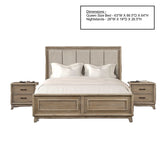 3 Piece Bedroom Set With Padded Headboard, 2 Nightstands