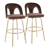 Ava - Upholstered Fixed-Height Barstool (Set of 2) - Gold Base