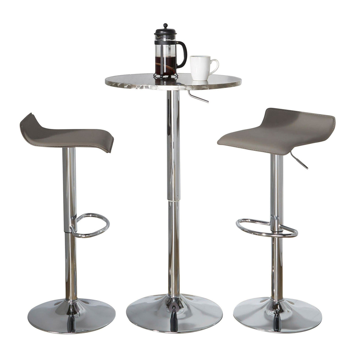 Bistro - Round Ale 3 Piece Bar Set - Chrome Metal