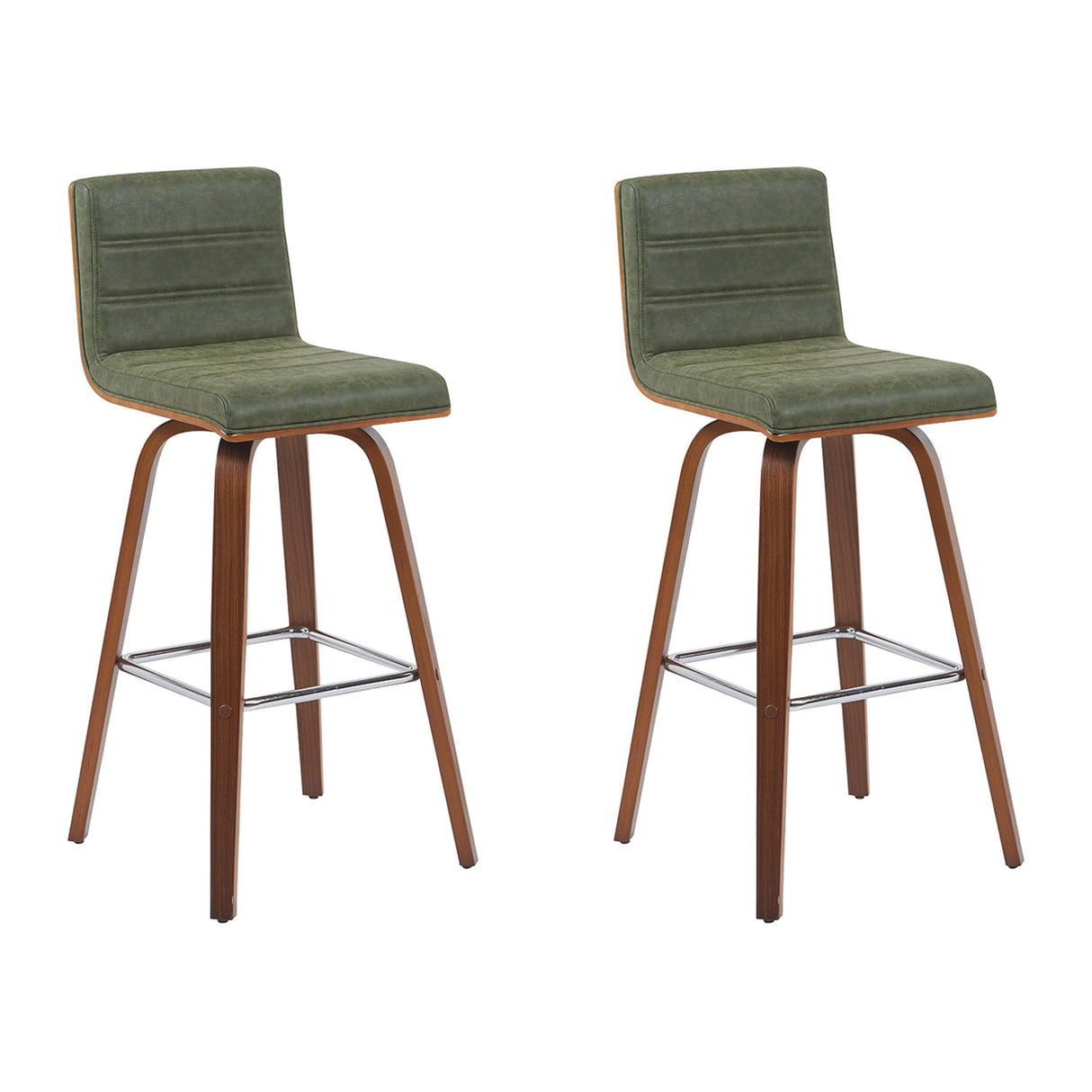 Vienna - Modern Swivel Bar Height Stool - Walnut Finished Wood Frame
