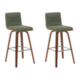 Vienna - Modern Swivel Bar Height Stool - Walnut Finished Wood Frame
