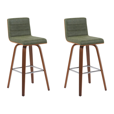 Vienna - Modern Swivel Bar Height Stool - Walnut Finished Wood Frame