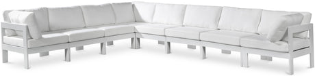Nizuc - Outdoor Patio 8 Piece Modular Sectional With White Frame