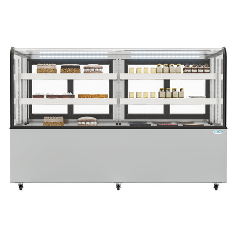71 in. Dry Bakery Display Case with Front Curved Glass Protection, 20 cu ft. BDC-20C.