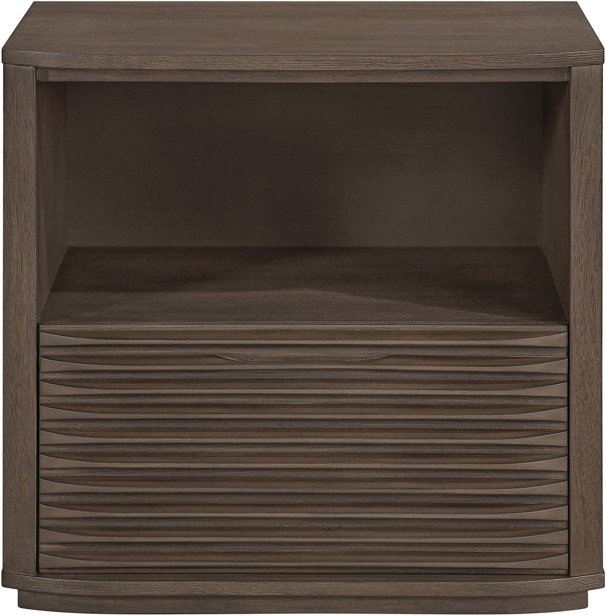 Morino - Oak Veneer And Solid Wood Nightstand - Brown
