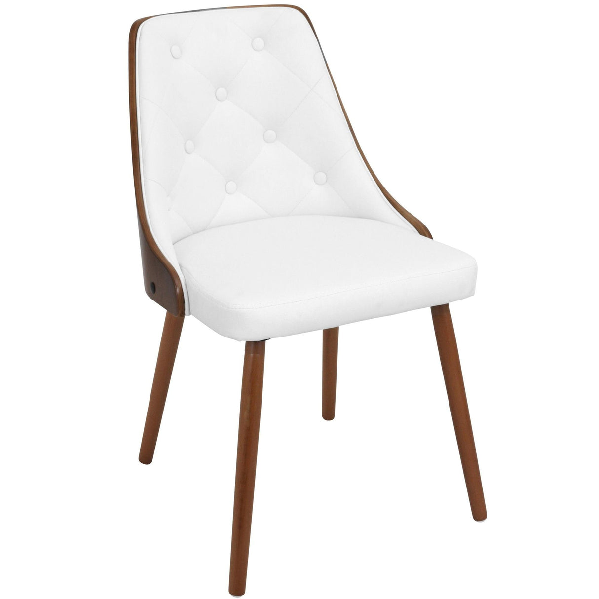 Gianna - Mid-Century Modern Dining / Accent Chair - Walnut With White Faux Leather