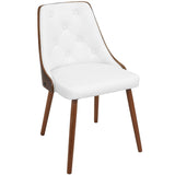Gianna - Mid-Century Modern Dining / Accent Chair - Walnut With White Faux Leather