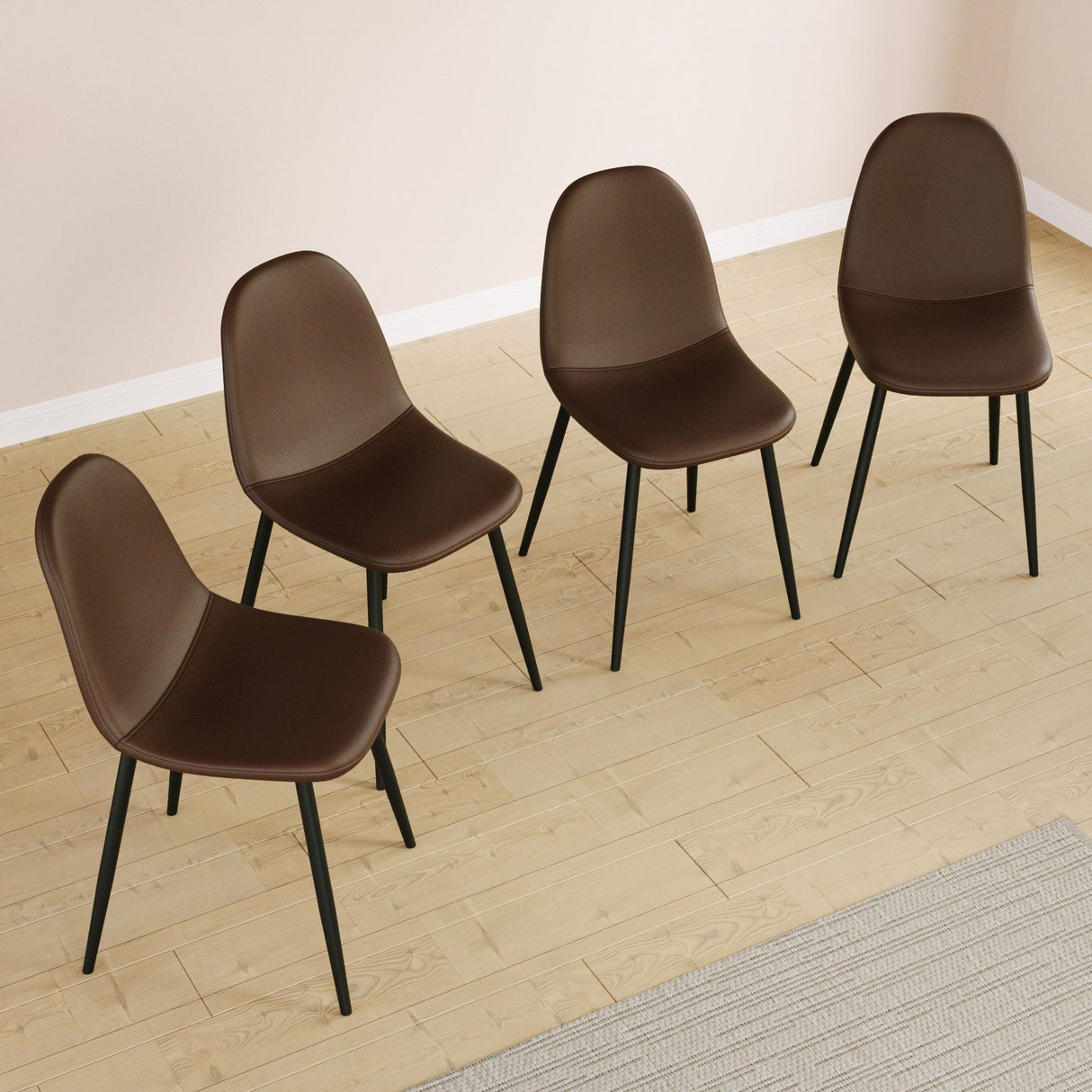Modern Dining Chairs With Soft Upholstered Seat, Spoon Shape Design