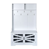 Entryway Bench With Coat Rack, 3 In 1 Design And Adjustable Shelves