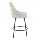 Marcel - 27" Fixed-Height Counter Stool With Swivel And Round Black Metal Footrest (Set of 2) - Black Metal