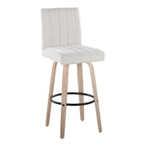 Hannah - 30" Fixed-Height Barstool With Swivel And Round Black Metal Footrest (Set of 2) - Whitewashed Wood
