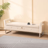 Wide Storage Soft Ottoman Bench With Armrests
