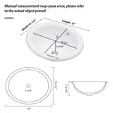 Semi Recessed Bathroom Sink With Countertop Vessel Design, 17" X 15.5" - White