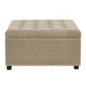 Square Tufted Storage Ottoman With Nailhead Trim