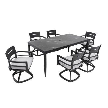 Modern Outdoor Patio Dining Set With Table And Chairs With Sunbrella Cushions