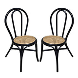 Rattan Dining Chair (Set of 2) - Black Multi