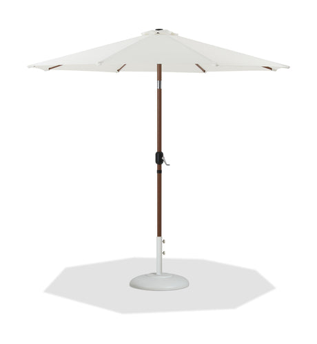 Fiji - Aluminum Patio Umbrella With Round White And Teak Base