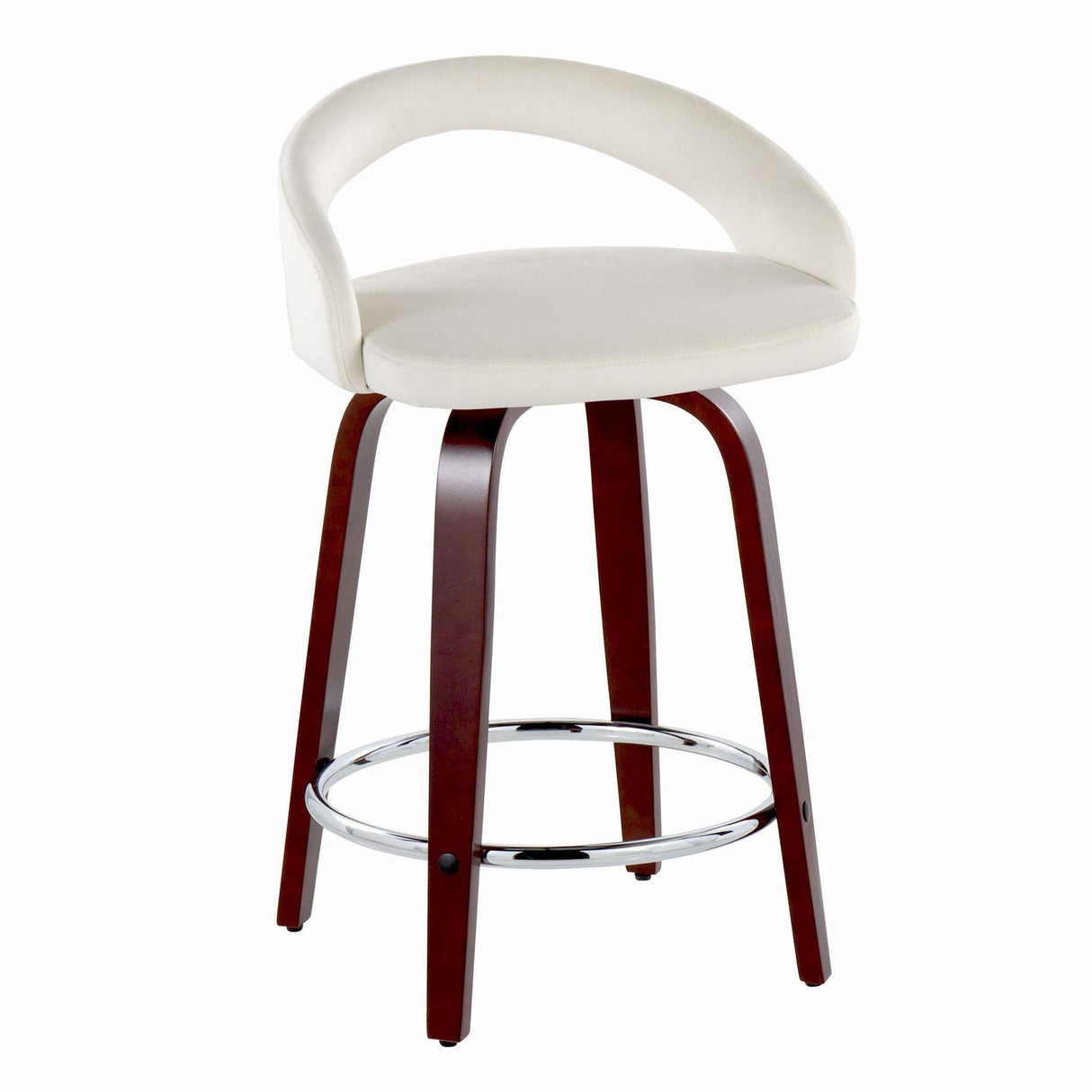 Grotto - Upholstered Fixed-Height Counter Stool With Mahogany Wood Base (Set of 2)
