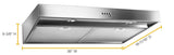 Whirlpool WVU37UC6FS range hood dimension diagram