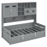 Daybed With All-In-One Cabinet And Shelf