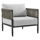 Felicia - 4 Piece Outdoor Aluminum & Rope Conversation Set With Fabric Cushions - Light Gray / Black
