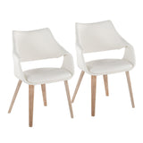 Curvo - High Back Upholstered Chair (Set of 2) - Whitewashed Wood Legs