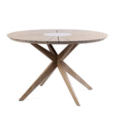 Oasis - Outdoor Light Eucalyptus Wood And Concrete Round Dining Table