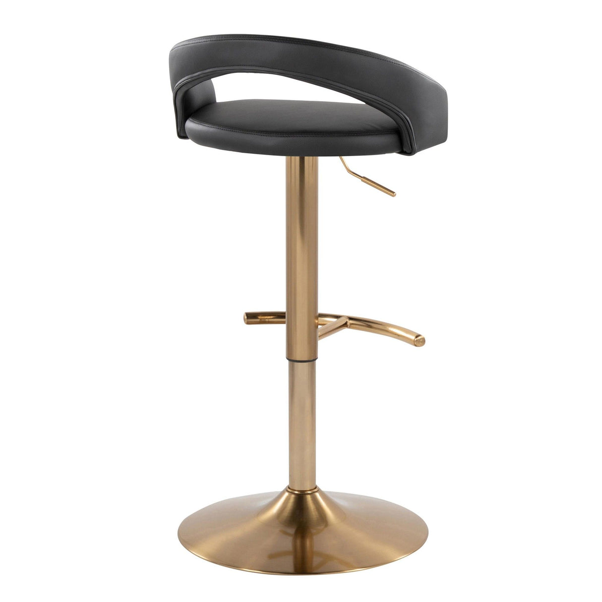 Grotto - Upholstered Adjustable Barstool - Gold Metal Base