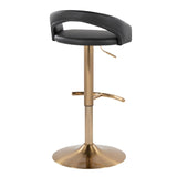 Grotto - Upholstered Adjustable Barstool - Gold Metal Base