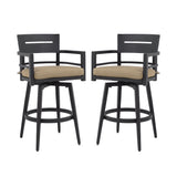 Outdoor Swivel Bar Chairs, 360 Degree Rotation, Ergonomic Backrest (Set of 2)
