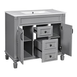 Bathroom Vanity With Top Sink, Mirror Cabinet, 2 Soft Closing Doors & 2 Drawers