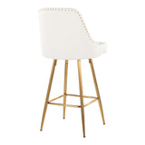 Studded - Marcel Fixed-Height Barstool (Set of 2) - Gold Metal
