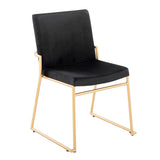 Fuji-dutchess - 5 Piece Dining Room Set - Black Metal, Black Wood, Black Velvet, Gold Metal