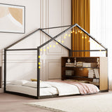 Bed House Frame With Shelves And Lights