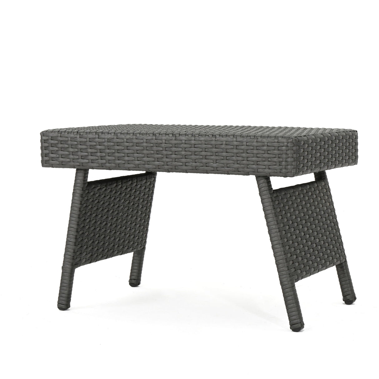 Outdoor Wicker Table With Rectangular Tabletop - Gray