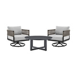 Alegria And Menorca - 3 Piece Patio Outdoor Swivel Seating Set With Cushions - Black / Gray