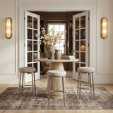 Ferro - Performance Fabric Upholstered Backless Bar Stool - Antique Silver