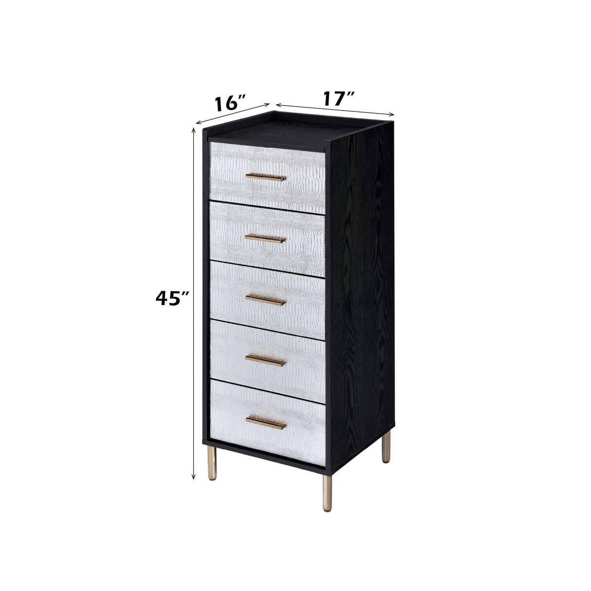 Myles - Jewelry Armoire - Black / Silver / Gold