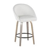 Matisse - 26" Highback Fixed-Height Counter Stool With Swivel And Round Chrome Metal Footrest (Set of 2) - Light Gray Wood