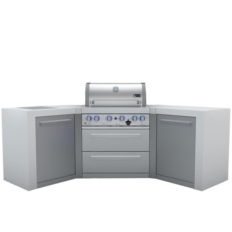 Mont Alpi Deluxe Series 7.5 Ft U-Shaped Natural Gas Outdoor Kitchen Island w/ Side Burner - MAi400-D45