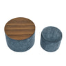 Classic 2 Piece Round Storage Ottoman Set With Drum Shaped Stool
