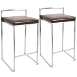 Fuji - Stackable Counter Stool (Set of 2) - Brown Faux Leather